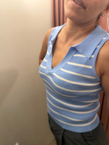 Top Punto Rayas Azul Cielo