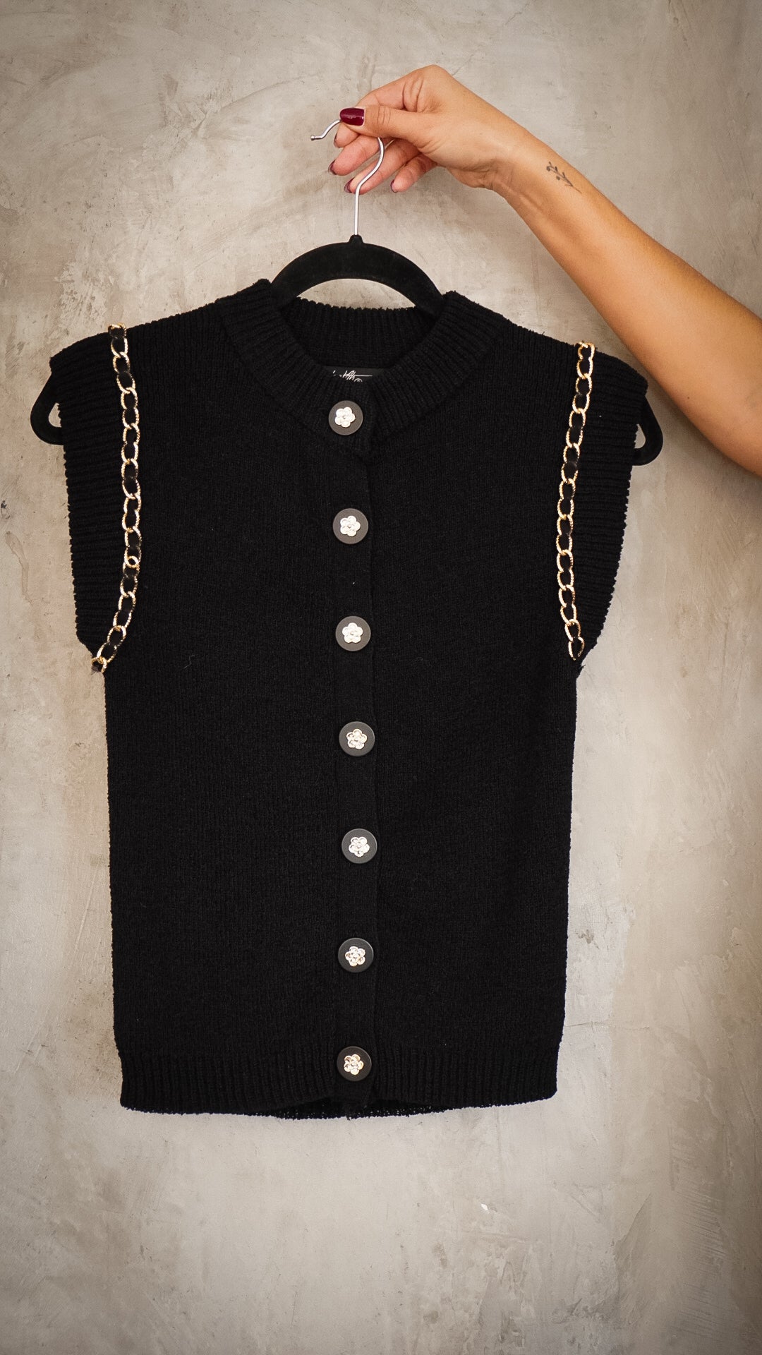 Chaleco Cadena Botones flor