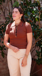 Cargar imagen en el visor de la galería, Top Polo Café Manga Corta
