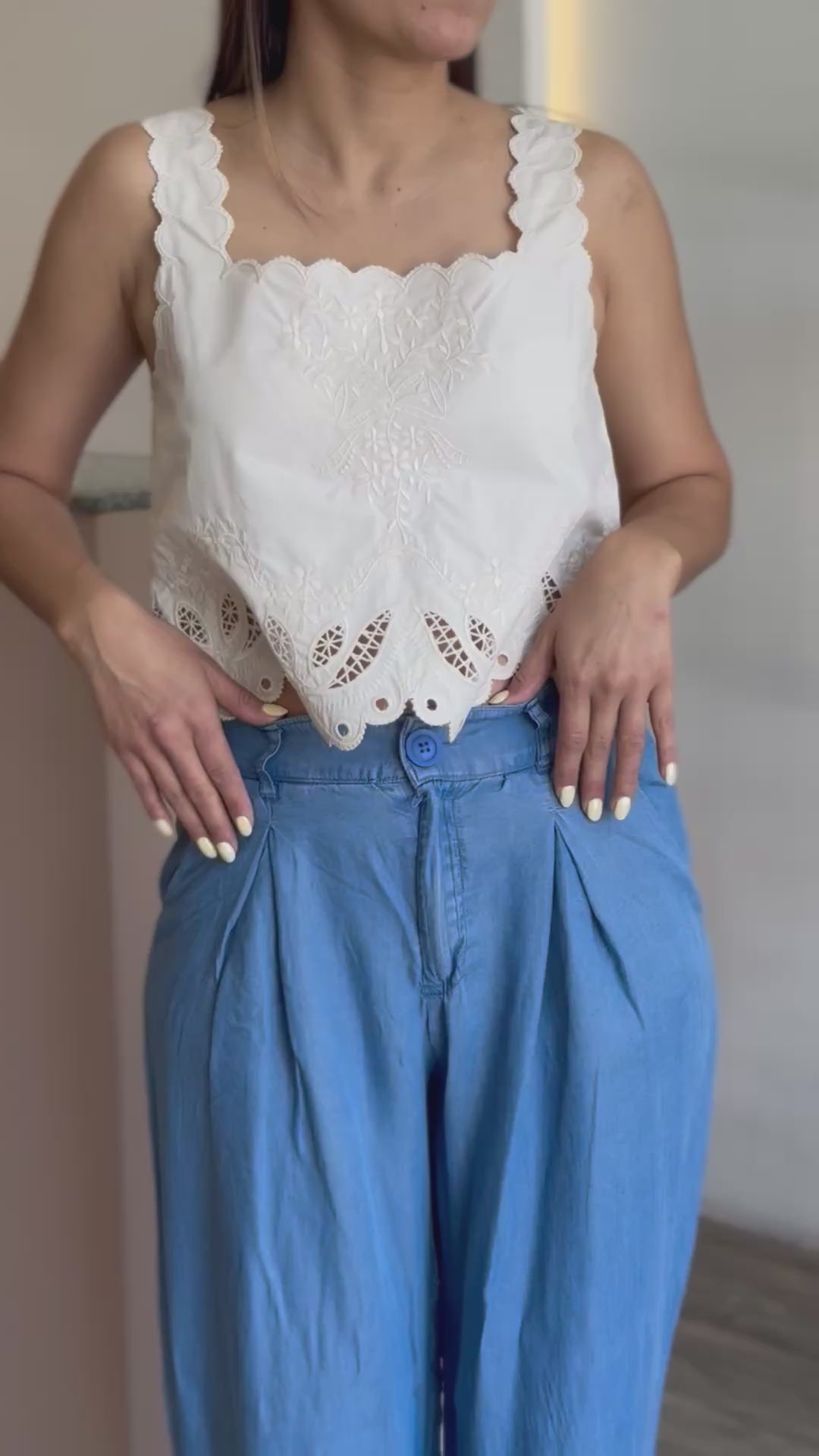 Pantalón Ancho Azul